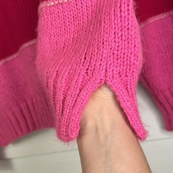 Wooden Ships Cameron Over Sized Pink Striped Knit Sweater Size Small/Medium - Picture 7 of 10